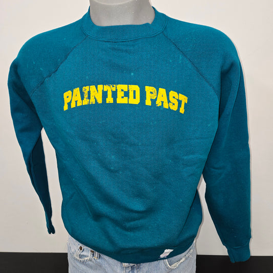 Painted Past Collegiate sun fade Sweatshirt sz XL in faded dark teal