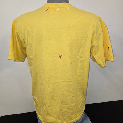 Painted Past Distressed Painted Collegiate T-shirt sz L Faded yellow