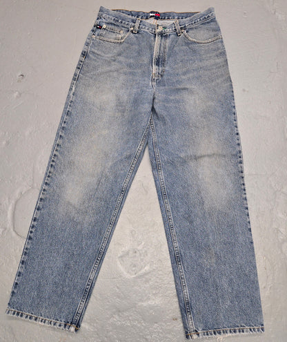 Vintage 90s 2000s Tommy Hilfiger Distressed baggy jeans sz 32x30