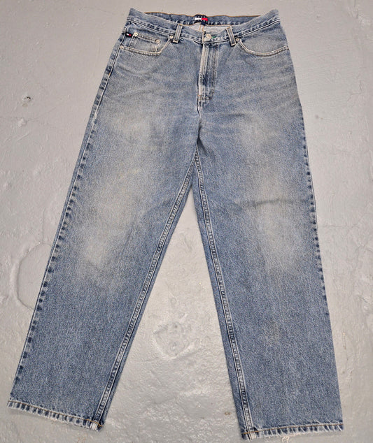 Vintage 90s 2000s Tommy Hilfiger Distressed baggy jeans sz 32x30