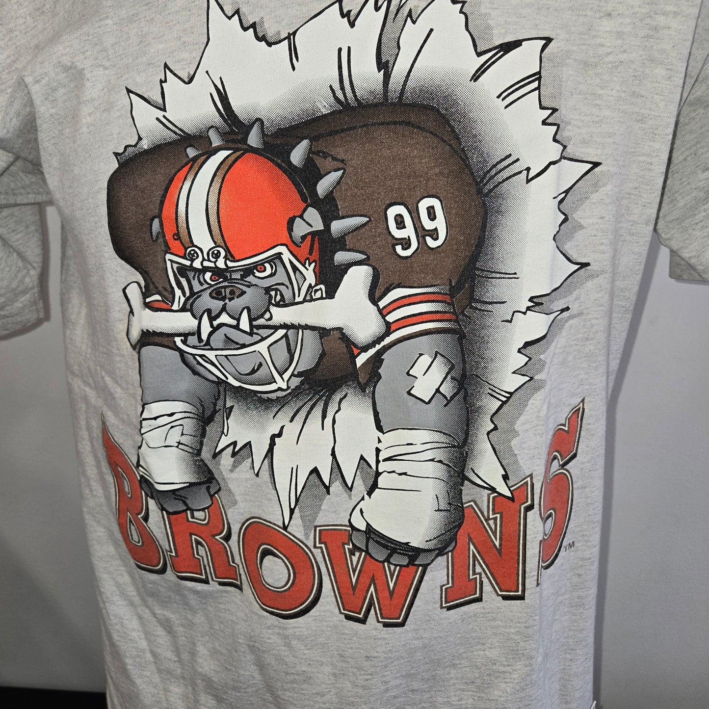 Vintage 1993 Cleveland Browns nutmeg mills gray graphic printed t- shirt sz L