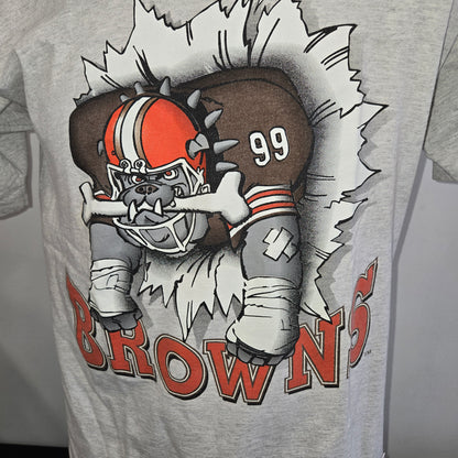 Vintage 1993 Cleveland Browns nutmeg mills gray graphic printed t- shirt sz L