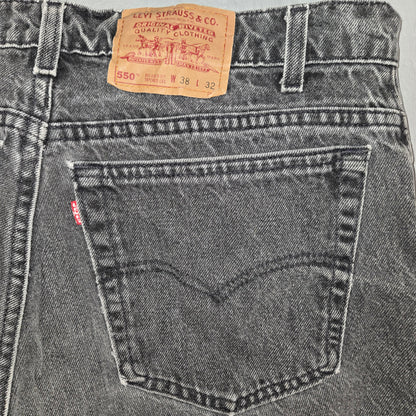Vintage 1993 Levis 550 red tab charcoal Distressed Jeans sz 36x31 made in usa