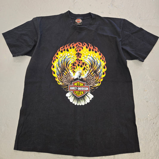 Vintage 1990 Harley-Davidson single stich Eagle in flames T-shirt