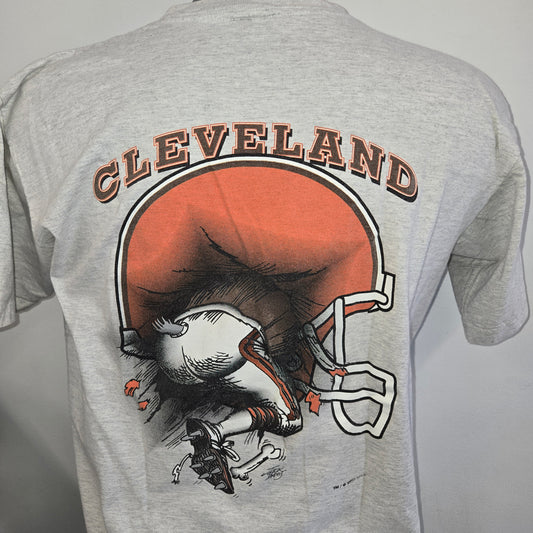 Vintage 1993 Cleveland Browns nutmeg mills gray graphic printed t- shirt sz L