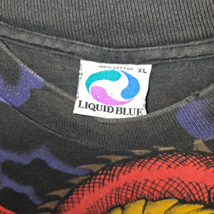 Vintage rare 1993 Liquid Blue Dragon and Knight aop double sided single stitch t shirt sz XL
