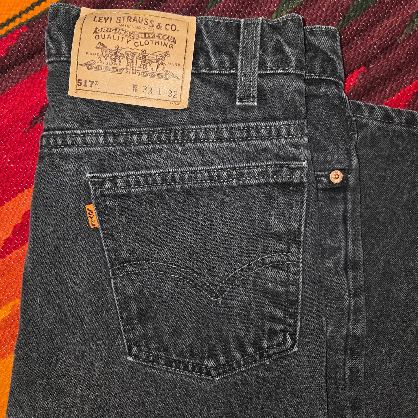 Vintage 1997 Levi's orange tab 517 Faded black jeans sz 33x32 made in usa