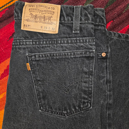 Vintage 1997 Levi's orange tab 517 Faded black jeans sz 33x32 made in usa